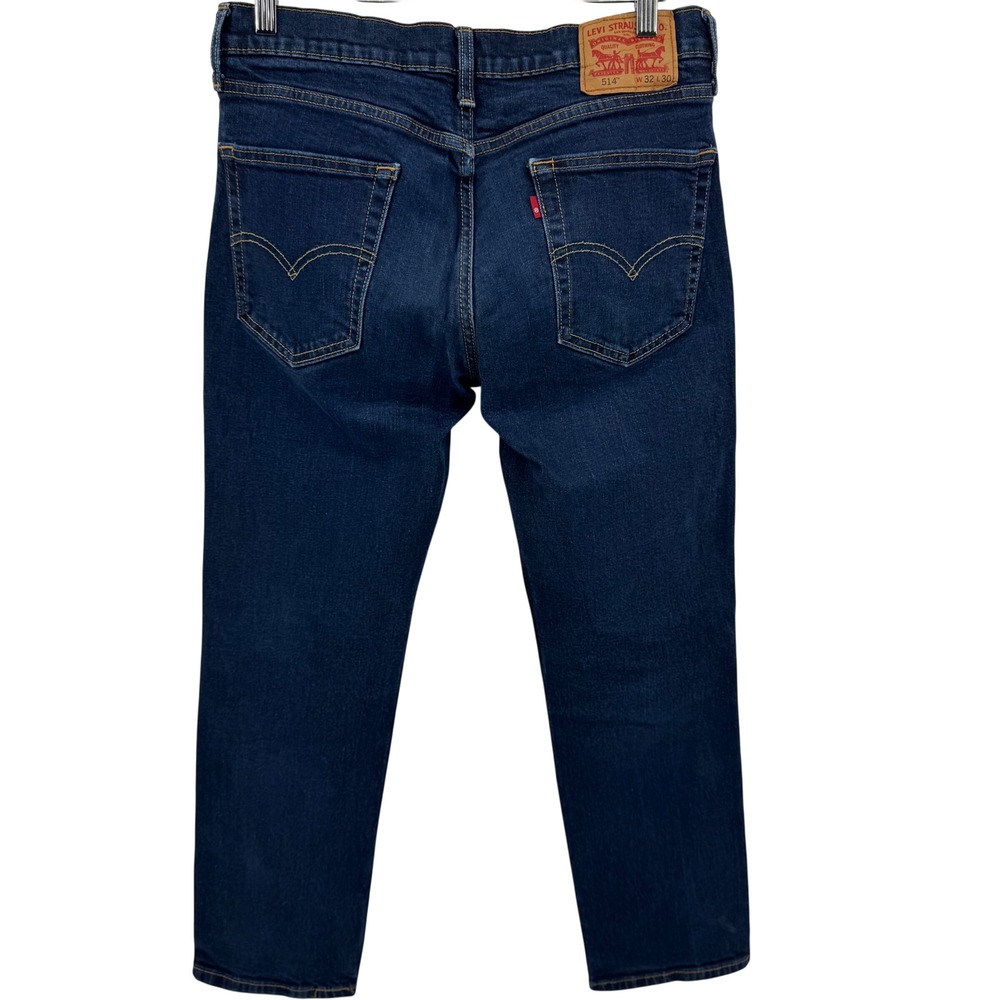 Levi's 514 Straight Fit Jeans Mens 32x30 Dark Wash Blue Stretch Denim 00514-0519